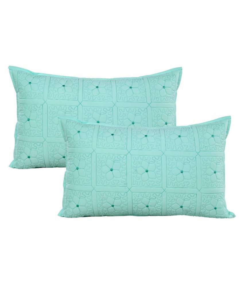     			MAHALUXMI COLLECTION Pack of 2 Green Pillow Cover