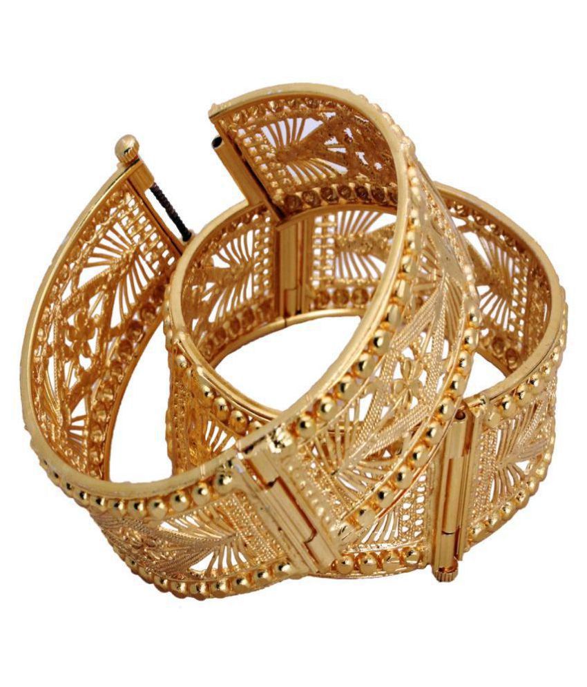     			Piah Shapely Traditional One Gram Gold Original Style Srew Operable  Two Board Hand Made Two Bangles For Woman