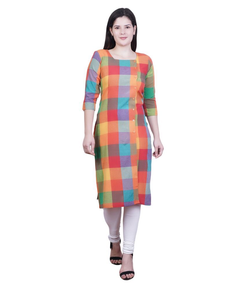 multicolour checked kurti