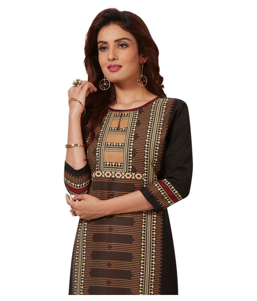 Siddhi Black Cotton Straight Kurti - Buy Siddhi Black Cotton Straight ...