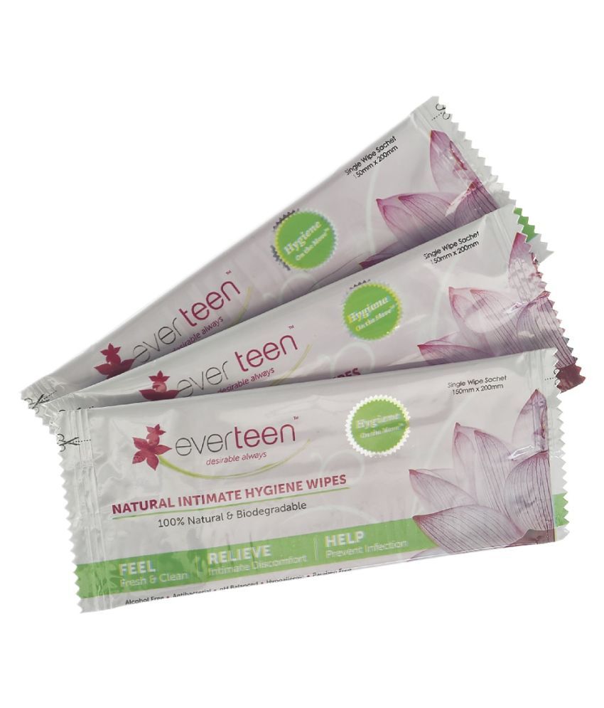 Everteen Feminine Hygiene Wipes 2 Packs 30 Intimate Wipes Floral Pack