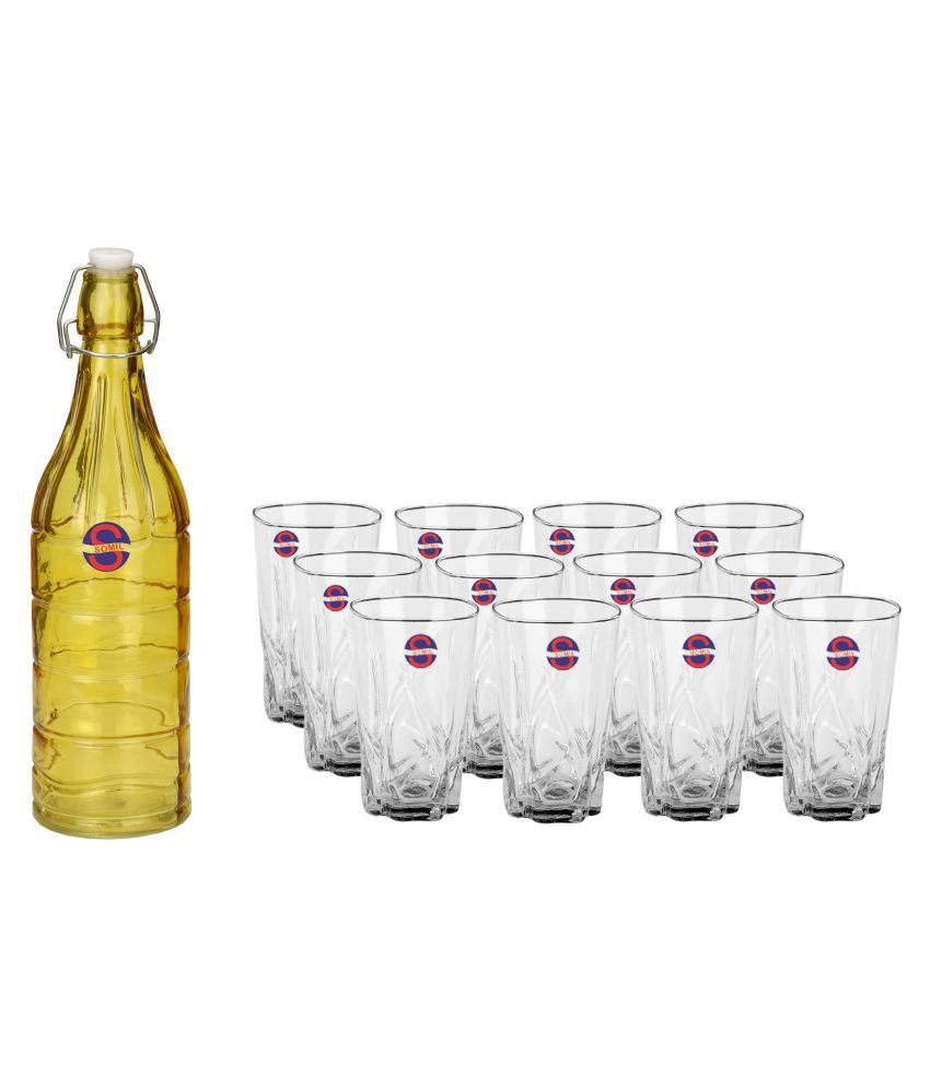     			Somil Glass Bottle Glass Set, Transparent, Pack Of 13, 1000 ml