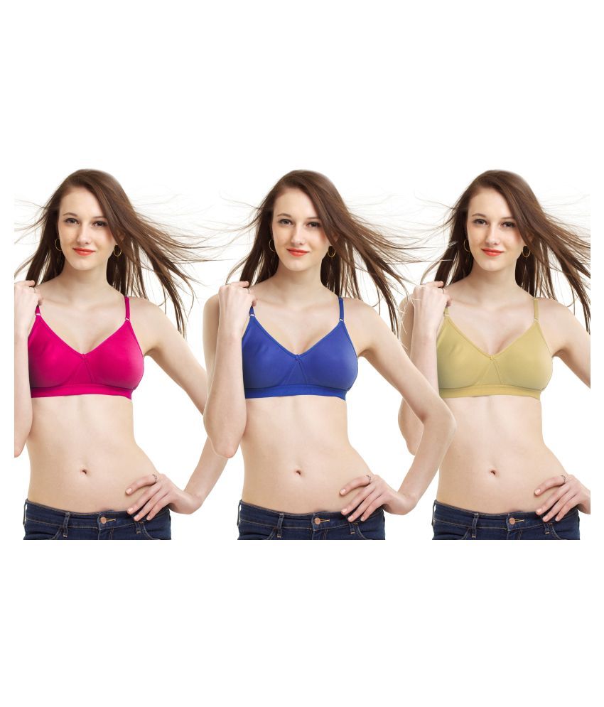     			Madam Pack of 3 Cotton Non Padded Women's Seamless Bra ( Multi Color )