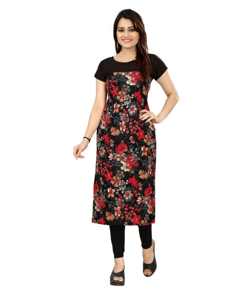     			DSK STUDIO Black Crepe Straight Kurti