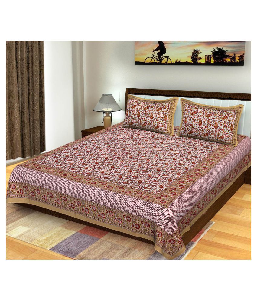     			Frionkandy Cotton Double Bedsheet with 2 Pillow Covers