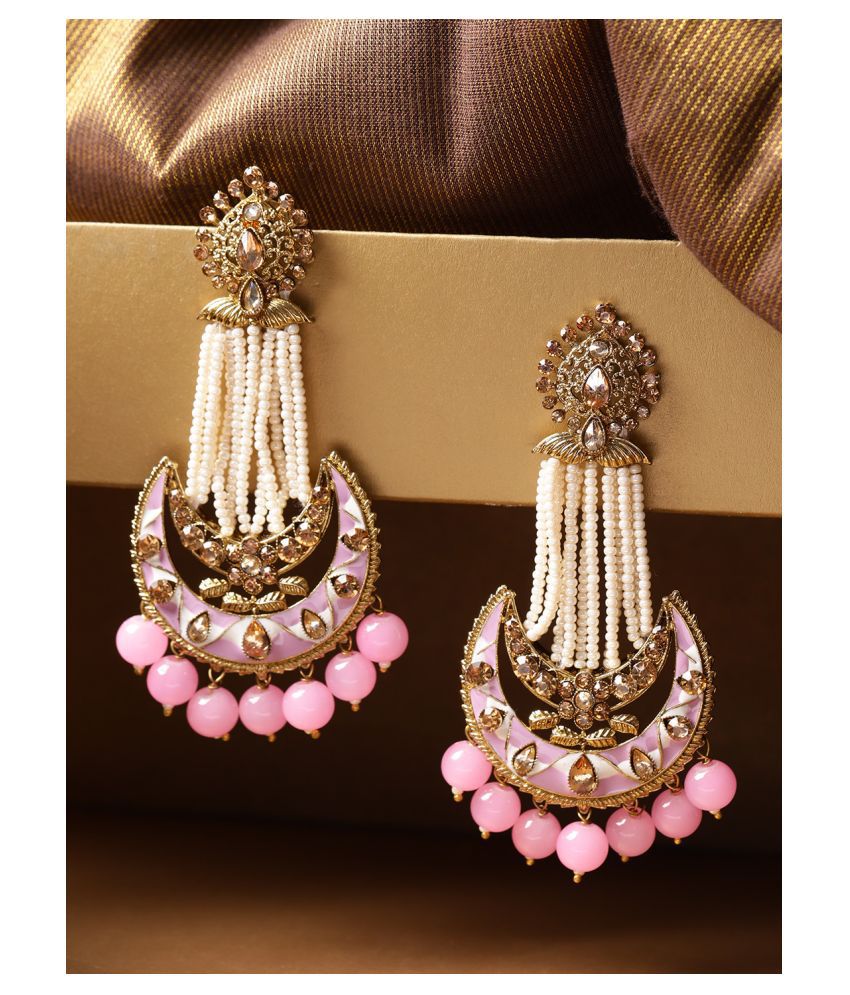     			Priyaasi - Pink Chandelier Earrings ( Pack of 1 )