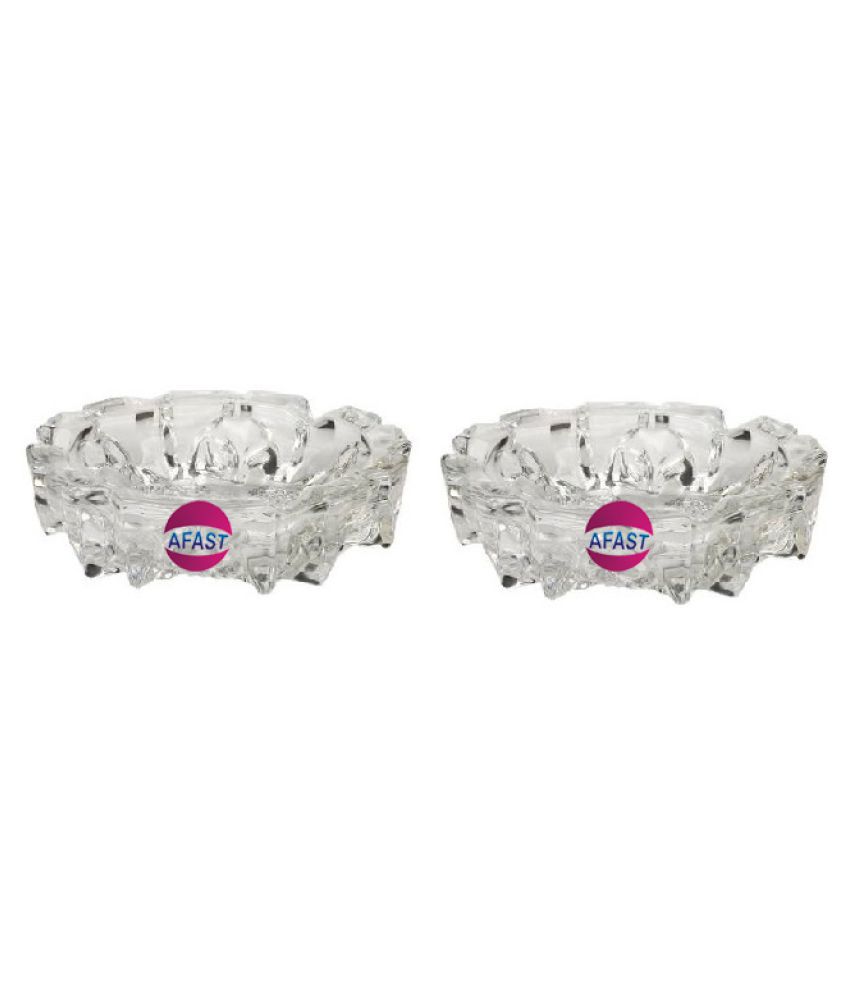Afast Glass Ash Tray, Transparent, Pack Of 2, 60 ml