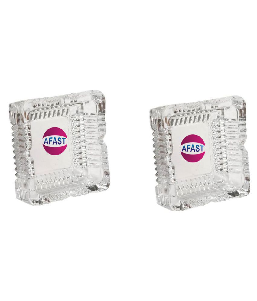 Afast Glass Ash Tray, Transparent, Pack Of 2, 100 ml