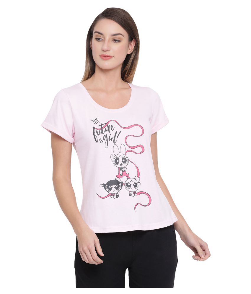     			Clovia Cotton Night T-Shirt - Pink