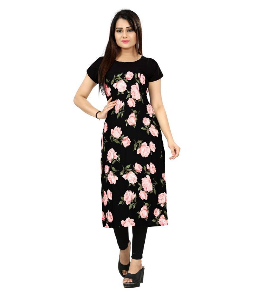     			DSK STUDIO Black Crepe Straight Kurti