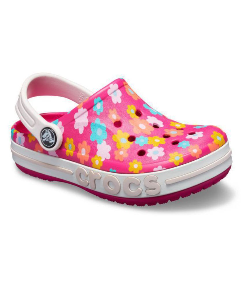 pink and white crocs