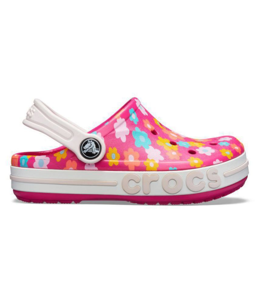pink and white crocs