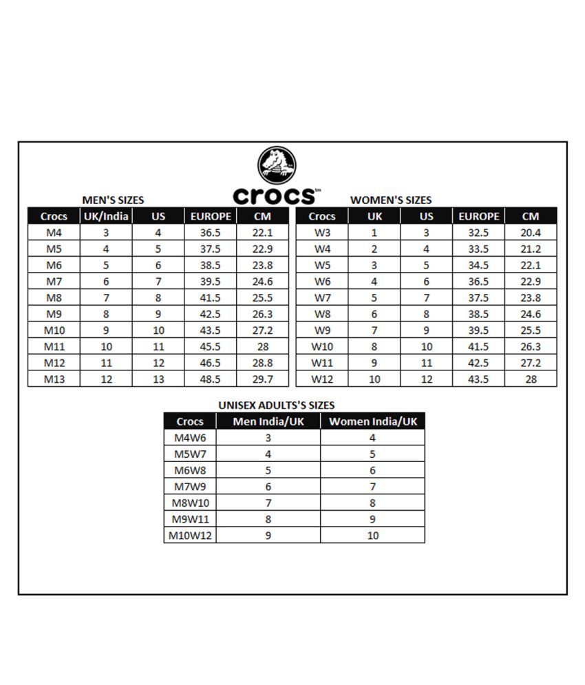 crocs cm size