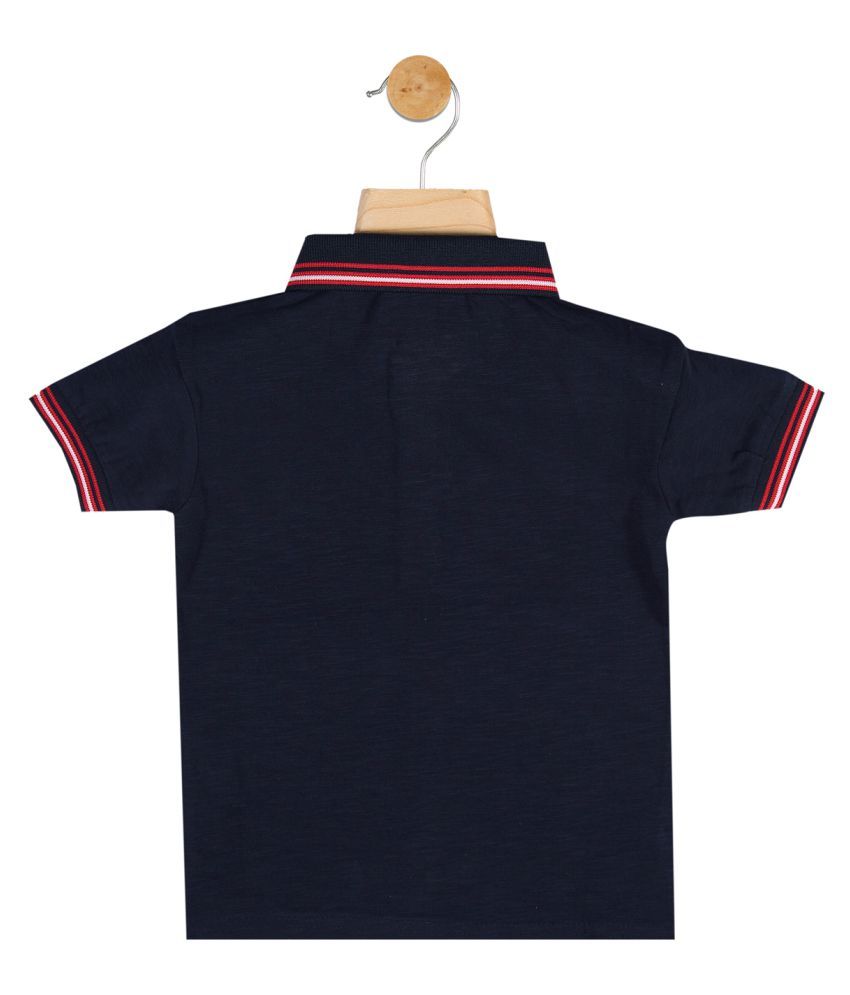 Gusto Baby Boy's Navy Blue Cotton Blend Polo Neck T-Shirt - Buy Gusto ...