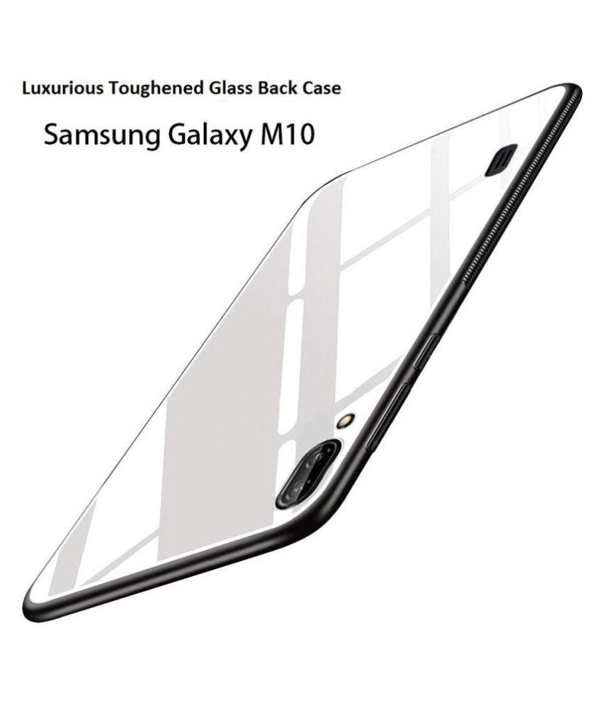     			Samsung Galaxy M10 Mirror Back Covers JMA - White Luxurious Toughened Glass Back Case