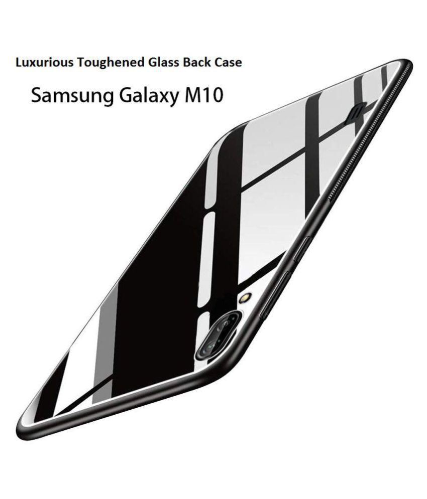     			Samsung Galaxy M10 Mirror Back Covers JMA - Black Luxurious Toughened Glass Back Case
