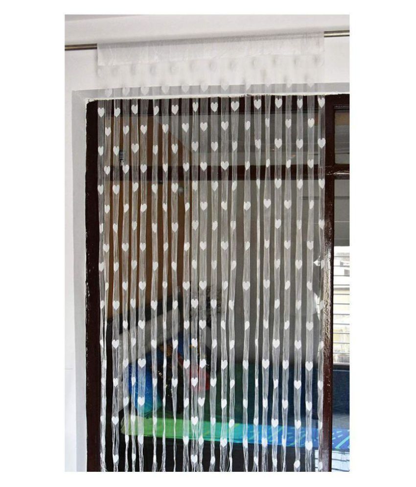 Utkarsh Single Door Transparent Ring Rod Polyester Curtains White
