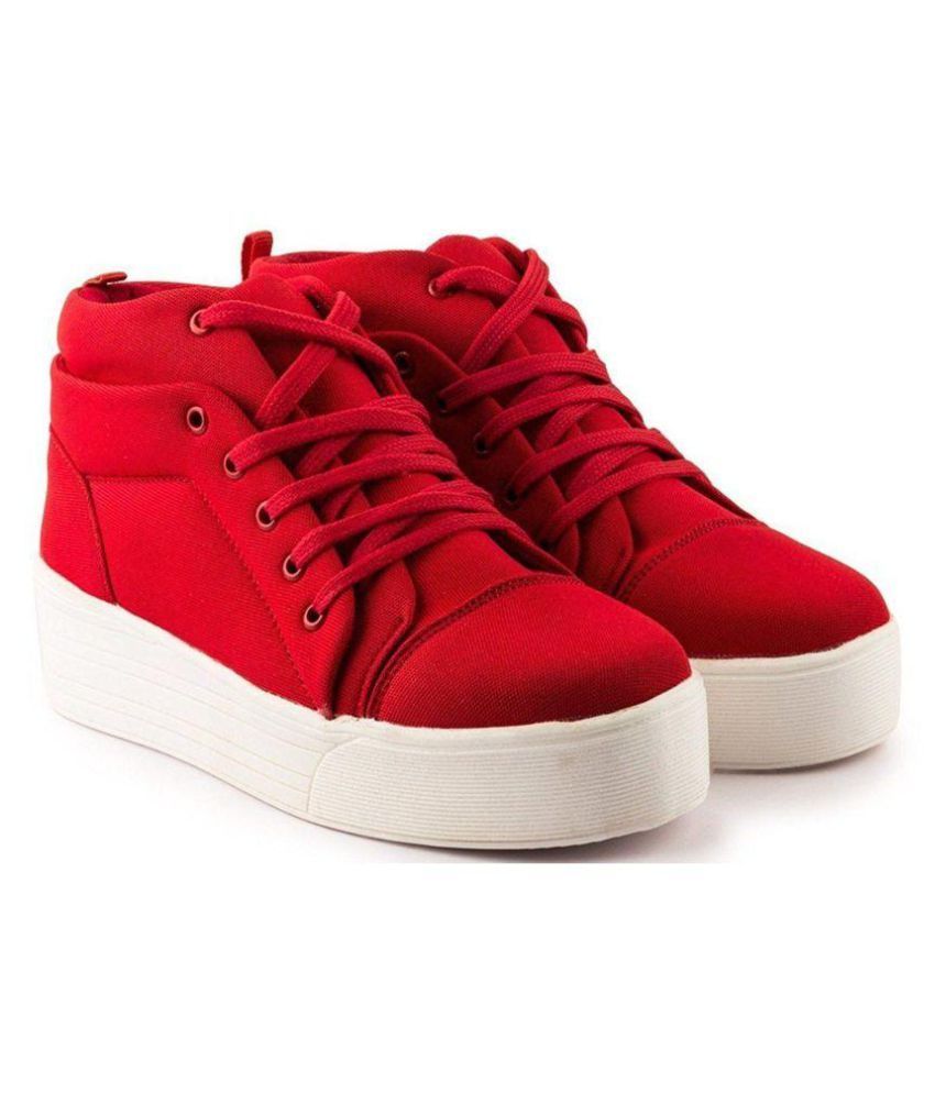 red flat ankle boots uk