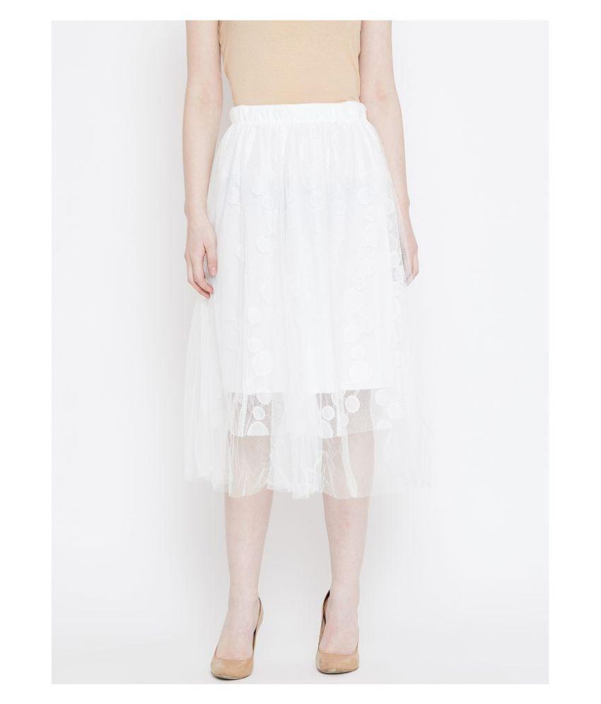 Buy Camey Net/Mesh A-Line Skirt - White 