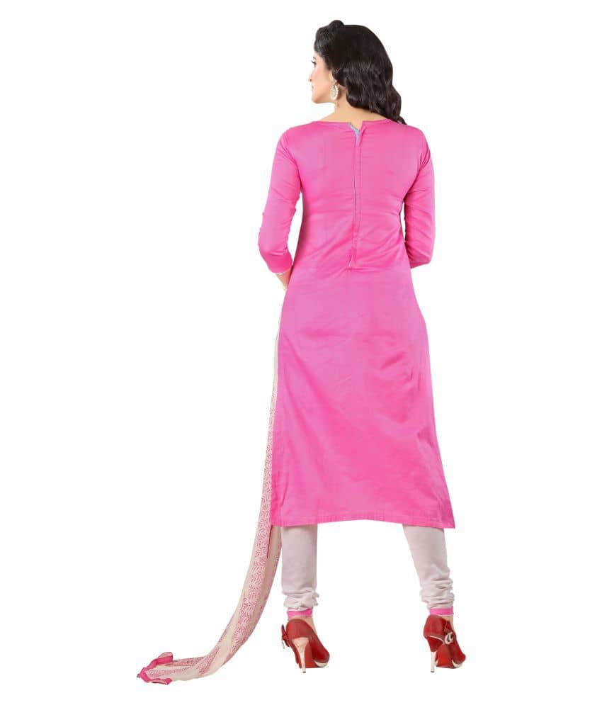 pink cotton dress material