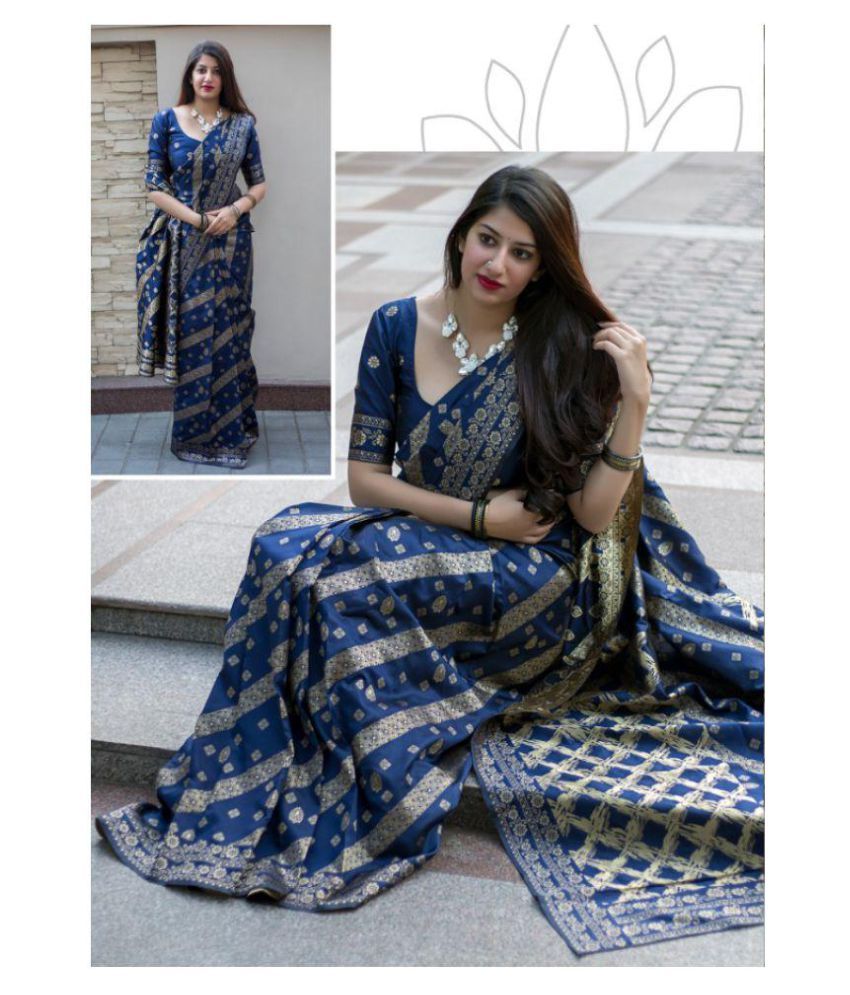 SareeShop Designer SareeS Blue Kanchipuram Saree - Buy SareeShop ...