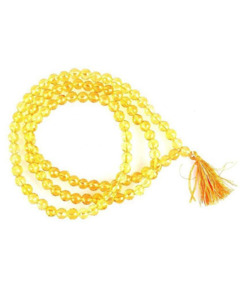     			Yellow Topaz Mala - Round Beads -108+1