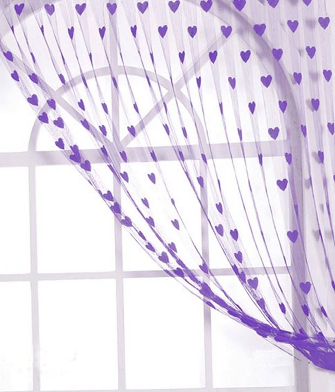 Utkarsh Single Door Transparent Ring Rod Polyester Curtains Purple