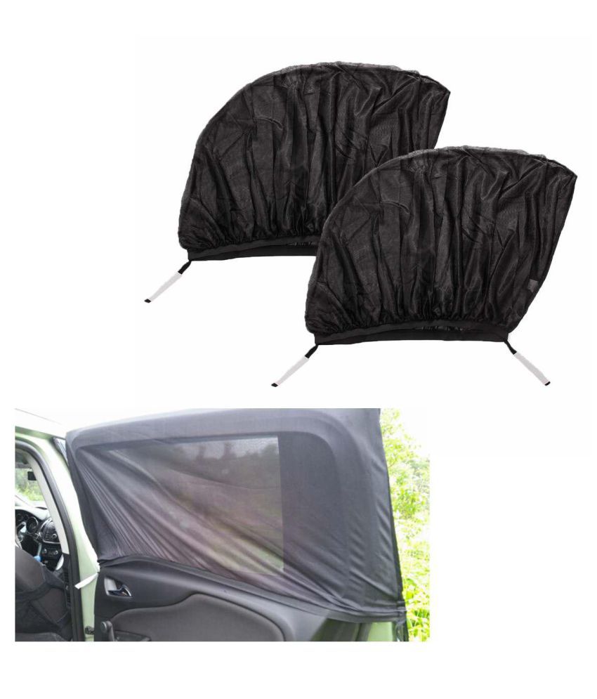 2Pcs Nylon Mesh Cover Slip On Window Shades Car UV Protection Curtain Sunshade