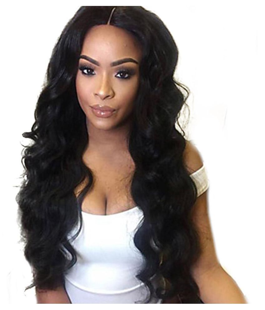 Fashion Women Black Center Parting Breathable Large Curly Long Full Hair Wig:  Buy Fashion Women Black Center Parting Breathable Large Curly Long Full Hair  Wig at Best Prices in India - Snapdeal