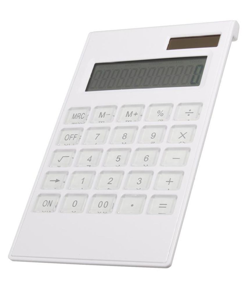 Supply Solar Energy White Calculator Slim 12 Digital Dual Power with Crystal Key 