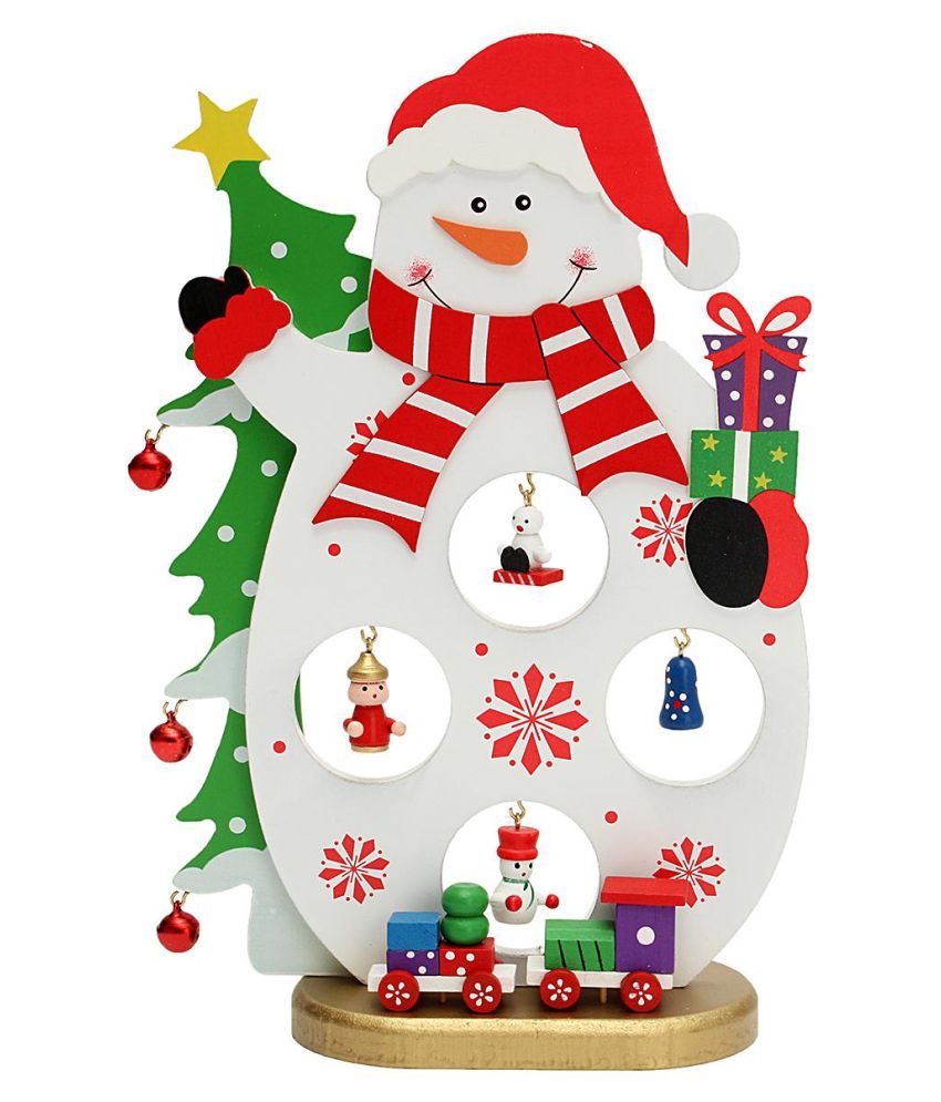 Wooden Christmas Diy Ornament Santa Claus Snowman Xmas Party Table