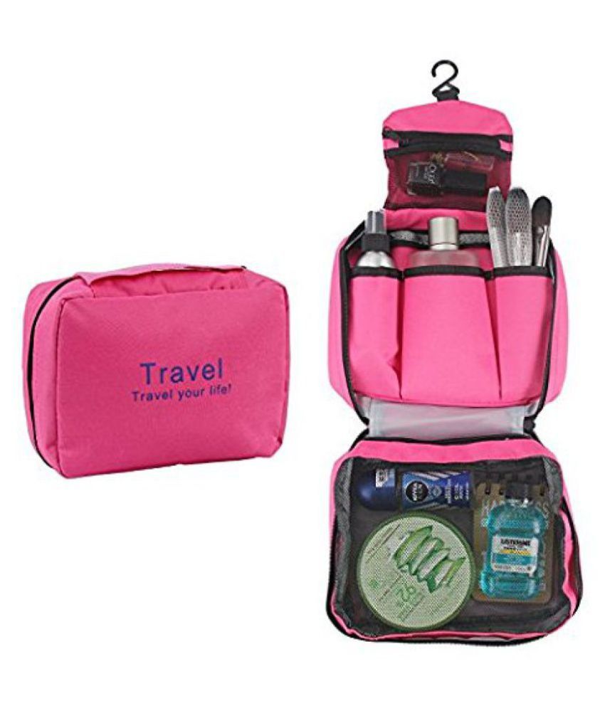 Everbuy Pink Travel Cosmetic Bag Travel Your Life Toiletry Travel