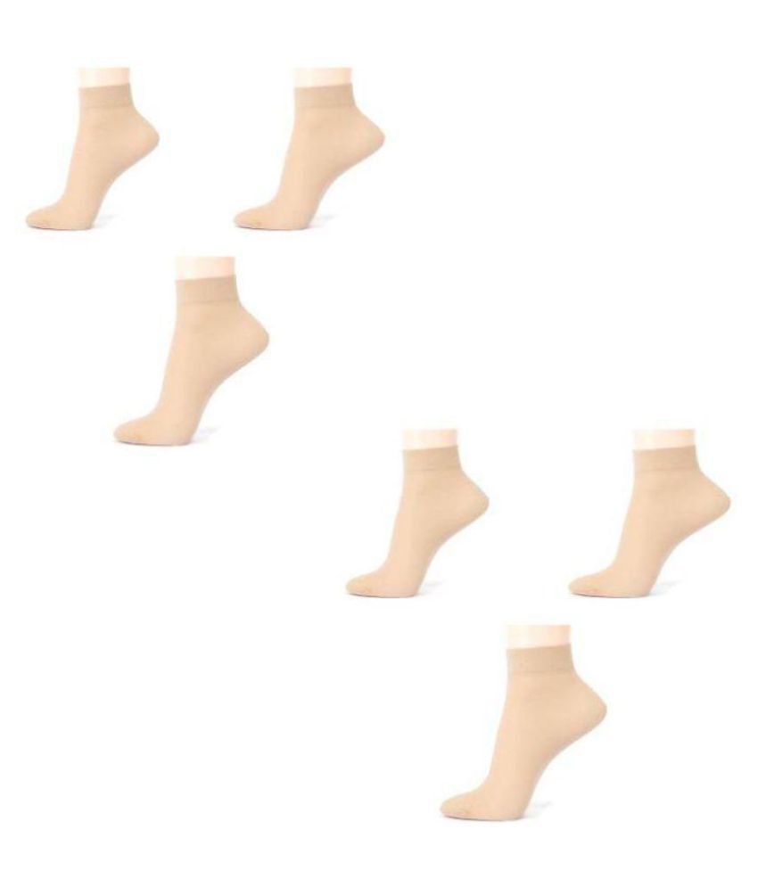     			Tahiro Beige Cotton Ankle Length Socks - Pack Of 6