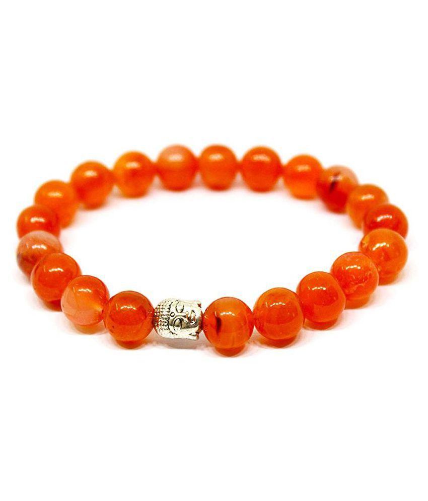     			8mm Red Carnelian With Buddha Natural Agate Stone Bracelet