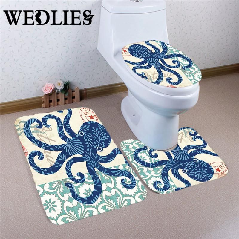 5 Types 3pcs Bathroom Non Slip Pedestal Rug Bath Mat Set Us Lid Toilet Cover Bathmats Rugs Toilet Covers Bath