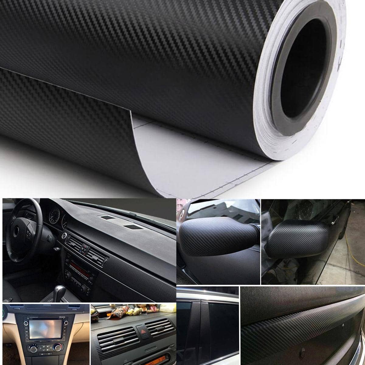 thumbnail image 2 of KAKASinlee 3D Carbon Fiber Vinyl Wrap – Black, Air Bubble Free, Glossy Texture, Self-Adhesive, 3-5 Year Lasting 2 of 3