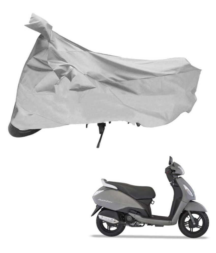     			AutoRetail Dust Proof Two Wheeler Polyster Cover for TVS  Jupiter (Mirror Pocket, Silver Color)