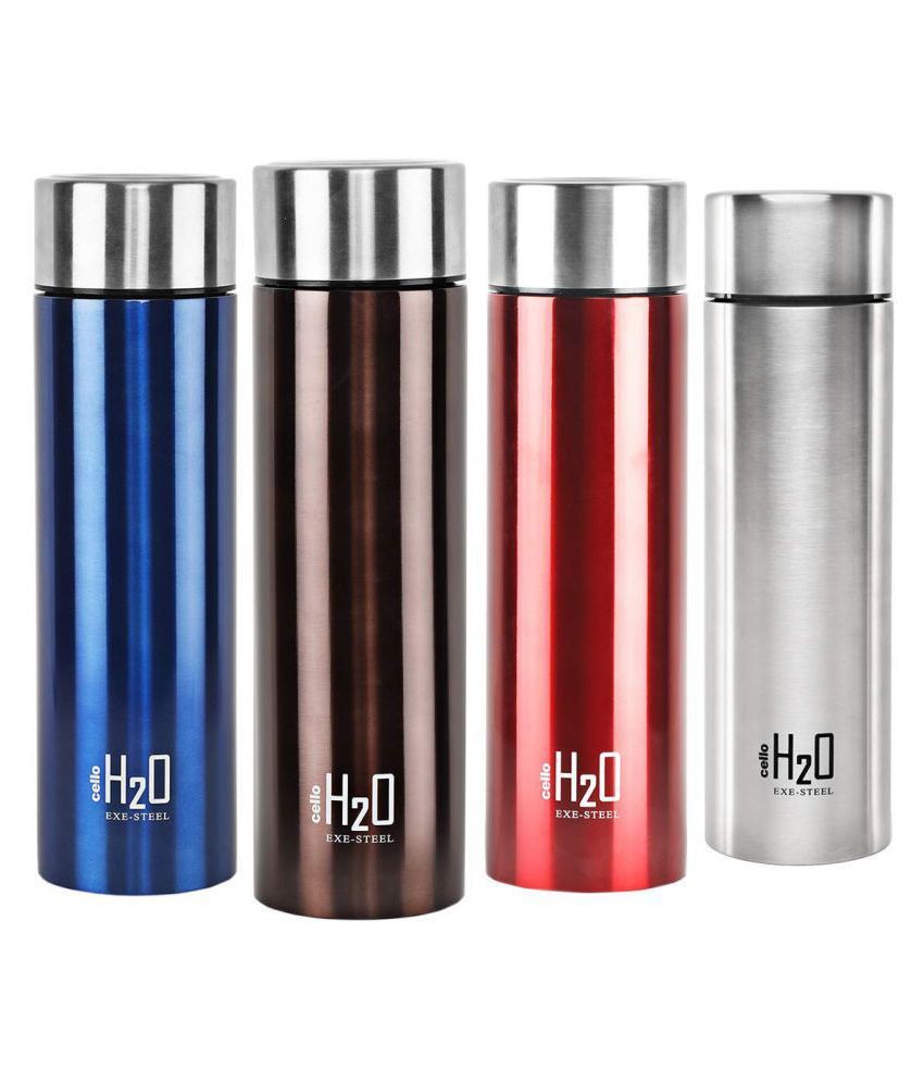 Cello H2o Multicolour 1000 Ml Steel Water Bottle Set Of 4 Buy Online At Best Price In India Snapdeal