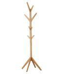 House of Quirk Free Standing Bamboo Tree Shaped Display Coat Rack Hanger Stand with 4 Tiers 8 Hooks and Solid Feet for Clothes Scarves and Hats - Bamboo Beige