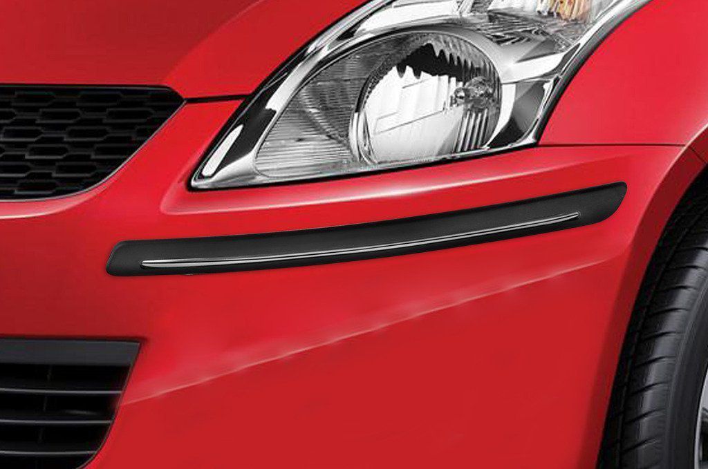 Auto Addict Single Chrome Black Car Bumper Guard Set of 4 Pcs For