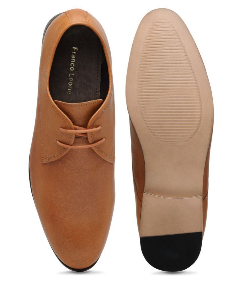franco leone tan derby shoes