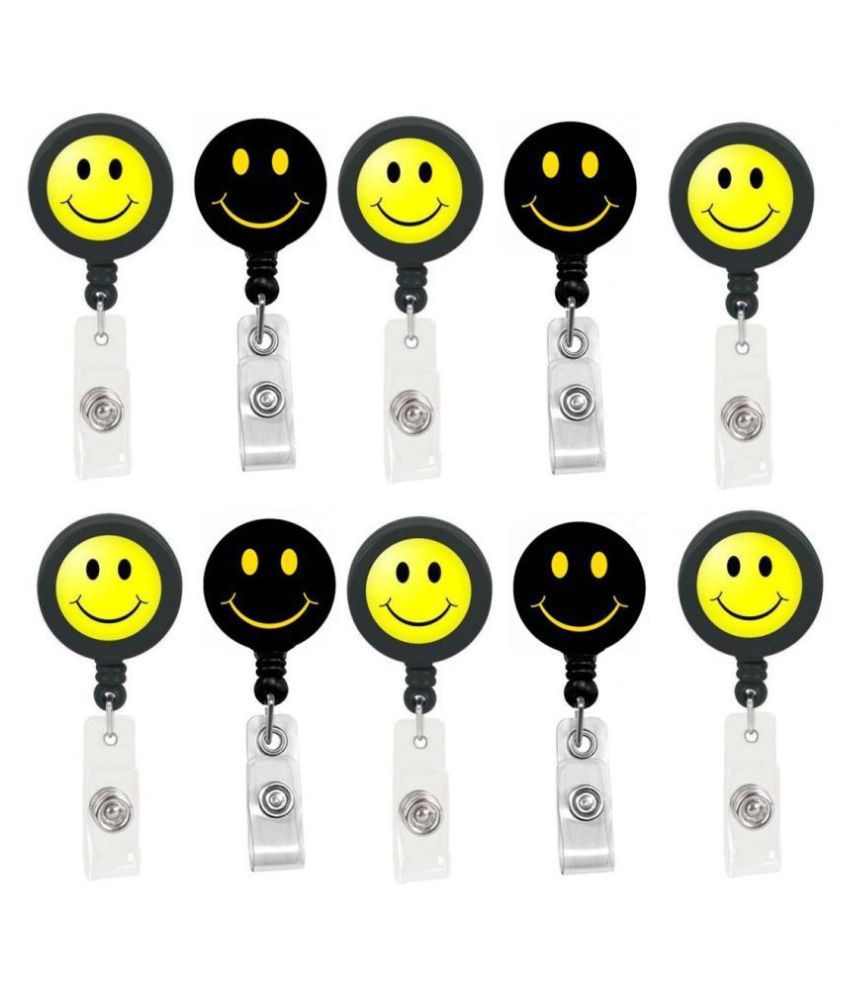 Smiley Face Retractable Reel Chrome Badge ID Card Holder Clip(10) Buy
