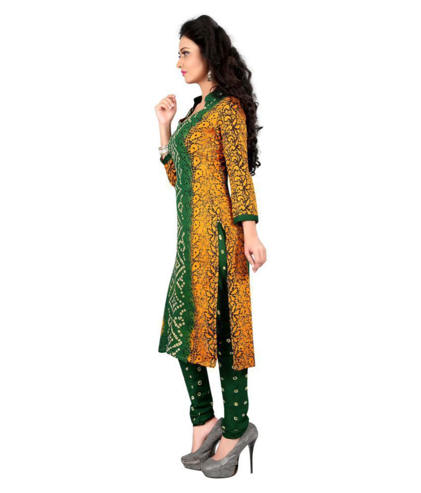 Dealsure Green,Yellow Satin Dress Material Buy Dealsure