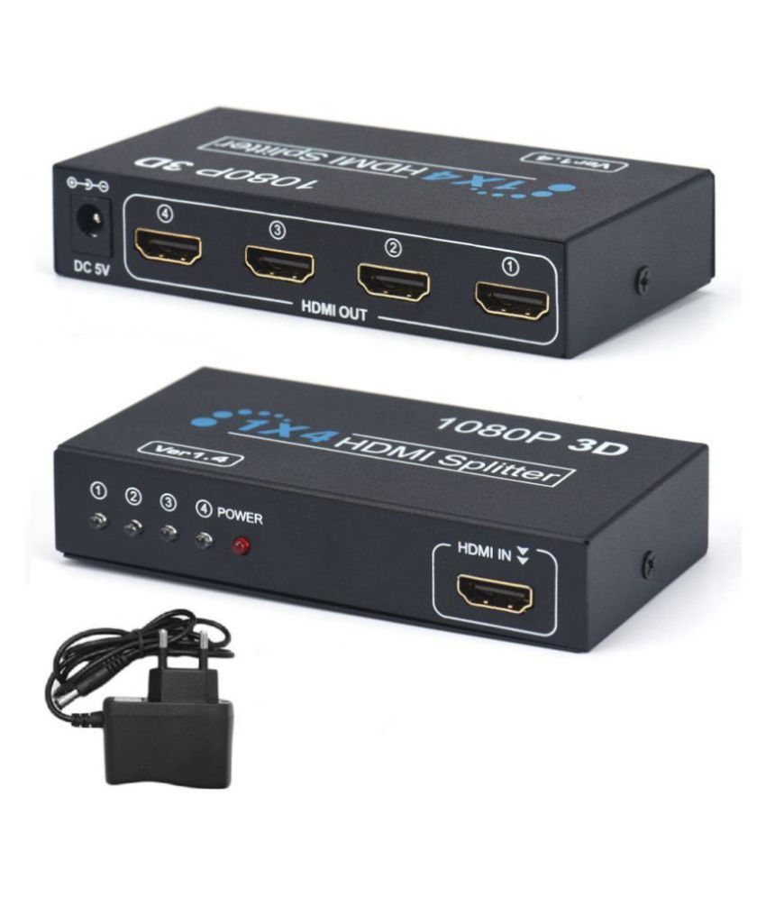 4 Port Full HD HDMI Splitter 1X4 4 Port Hub Repeater Amplifier v1.4 3D