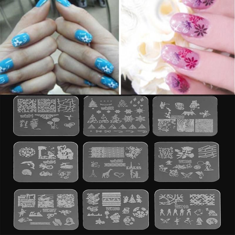 1Pc Nail Art Plastic Stamping Polish Printing Plate Decor Image Stamps  Template Tip For DIY Manicure Design Beauty Tool 9 Styles: Buy Online at  Best Price in India - Snapdeal