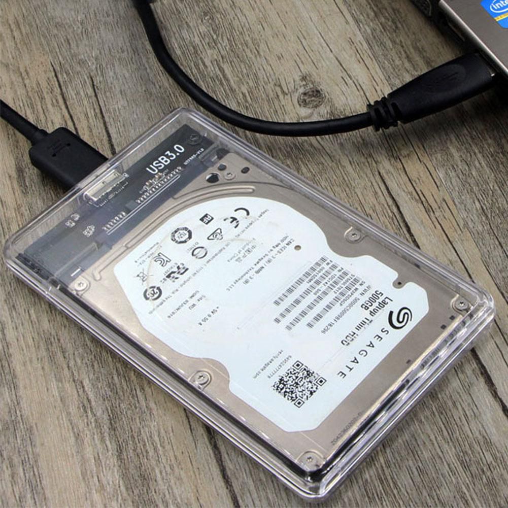 Transparent 2 5 Inch SATA  to USB3 0 Mobile HDD SSD Case 
