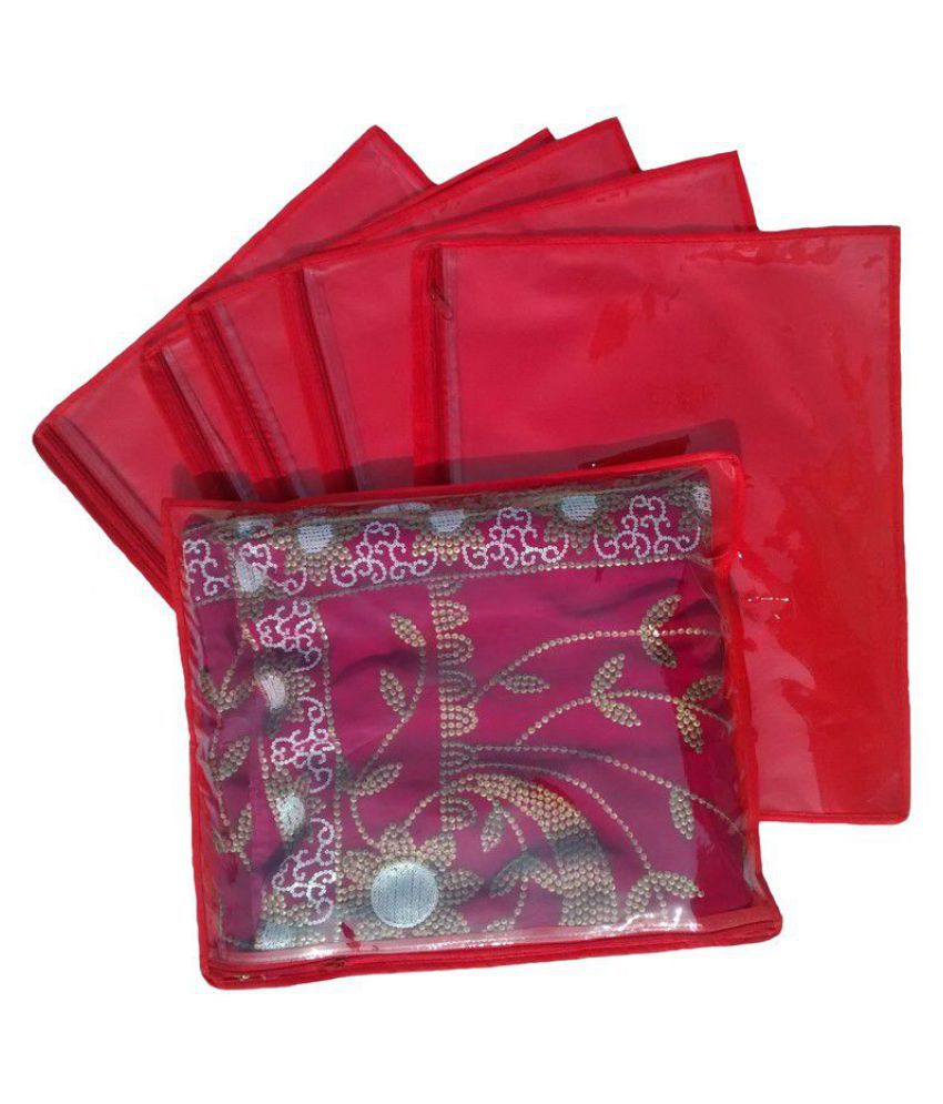 Indi Bargain Red Saree Covers - 6 Pcs