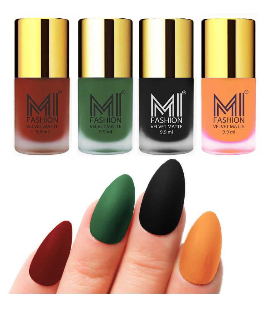     			MI FASHION Dull Rough Velvet Matte Nail Polish Cherry Red,Green,Wine,Nude Matte 39.6 ml Pack of 4