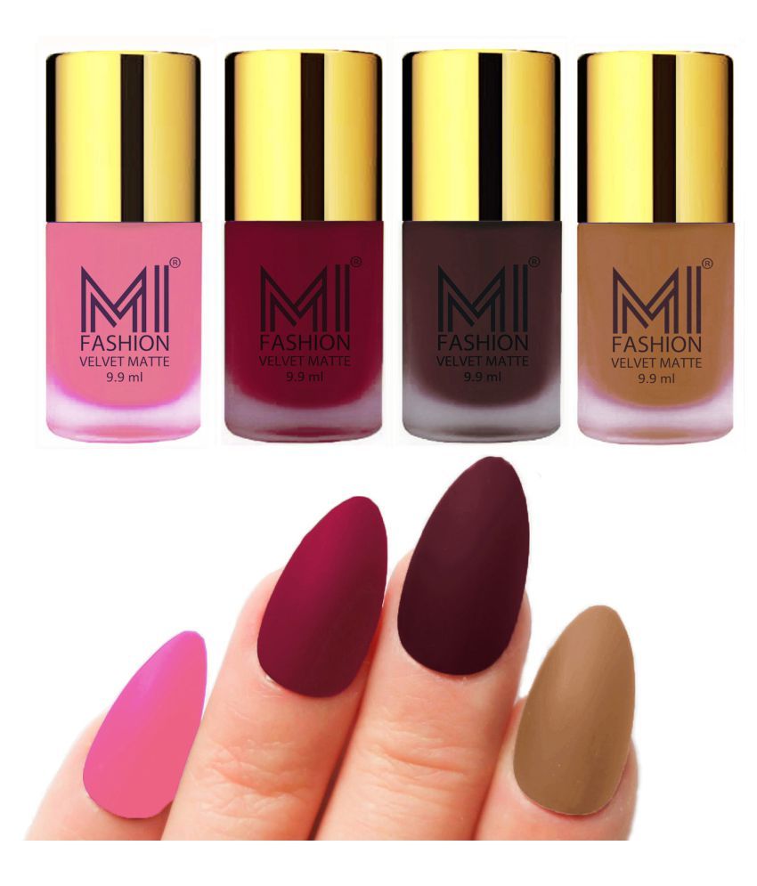     			MI FASHION Dull Rough Velvet Matte Nail Polish Baby Pink,Mauve,Wine,Pink Matte 39.6 ml Pack of 4