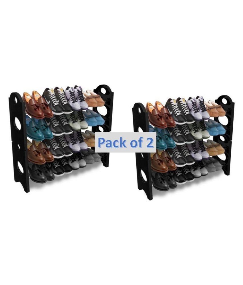 Skycandle 4 Layer Shoe Rack Plastic Collapsible Shoe Stand Black 4 Shelves 4 Layer Shoe Rack Pack Of 2 Buy Skycandle 4 Layer Shoe Rack Plastic Collapsible Shoe Stand Black 4 Shelves 4